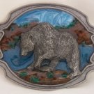 GRIZZLY BEAR HUNTING BELT BUCKLE BY SISKIYOU..PEWTER...