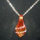 "FIRE AND ICE" WOW! GLASS PENDANT STERLING SILVER CHAIN