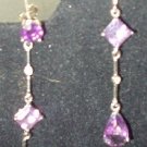 GENUINE DIAMOND AND AMETHYST DANGLE EARRINGS...ELEGANT!