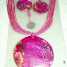 GORGEOUS PINK! PINK! PINK! PENDANT NECKLACE& EARRINGS