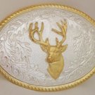 STERLING SILVER AND 14 KARAT GOLD PLATE DEER BUCKLE