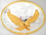 STERLING SILVER AND GOLD PLATED AM. EAGLE BELT BUCKLE