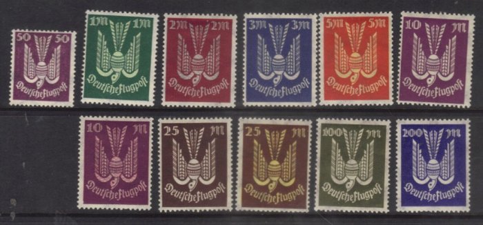 GERMANY 1922 AIR MLH 50pf to 200MARKS GOOD CLEAN LOT