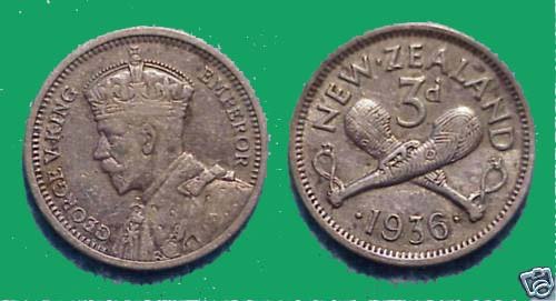 *POLY* NZ 1936 Threepence in excellent condition C003