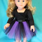 Glittery Purple and Black Tutu for 18-inch Dolls | Halloween Costume | Doll Clothes