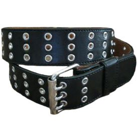 3 Hole Leather Belt, Black