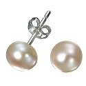 6mm Pink Genuine Pearl Sterling Silver Earrings