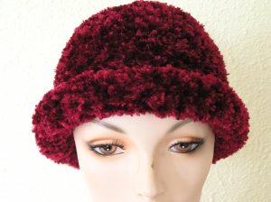 maroon crocheted hat