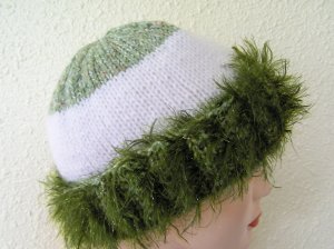 Green & white striped hat