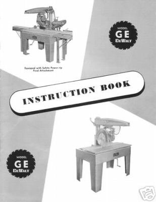 DeWalt Model GE Manual Radial Arm Saw Instructions