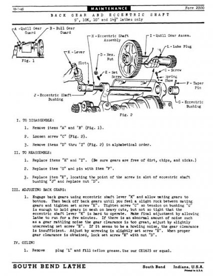 South Bend 9 A, B & C, and 10K Parts & Operation Manual