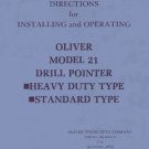 Oliver Model 21 Drill Pointer Manual Ops and Parts