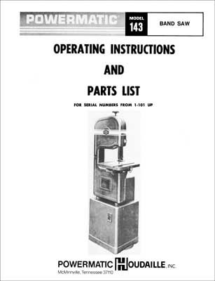 Powermatic Model 143 Band Saw Manual