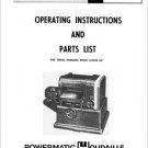 Powermatic Model 160 16 Inch Planer Manual