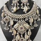 Belly dance Mirror choker necklace Earring kuchi boho gypsy set