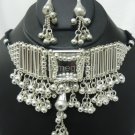 Belly dance Mirror choker necklace Earring kuchi boho gypsy set