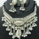 Belly dance Cowrie bead choker necklace Earring kuchi boho gypsy set
