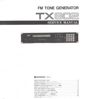 YAMAHA TX802 TX-802 Rack Synth Service Manual +Schematc