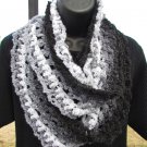 Free Shipping Black, Grey, White Eternity Scarf (Infinity, Loop Scarf) Crocheted by Hand NEW