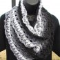 Free Shipping Black, Grey, White Eternity Scarf (Infinity, Loop Scarf) Crocheted by Hand NEW