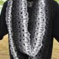 Free Shipping Black, Grey, White Eternity Scarf (Infinity, Loop Scarf) Crocheted by Hand NEW
