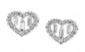 14kkt white gold diamond heart earrings 100% Natural DESIGNER QUALITY