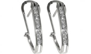 1/4ct diamond semi-hoop earrings 14KT WHITE GOLD