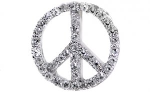 1/8 ct diamond peace pendant 14Kt White Gold Genuine Diamonds