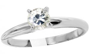 Near 1/2 ct Brilliant cut diamond solitaire ring. All 14Kt white gold solitaire size .43 ct NATURAL