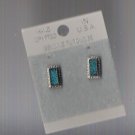 silver oblong genuine turquoise earrings