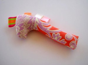 Half Giraffe Rattle Teether - Amy Butler Sandalwood Tangerine