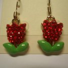 New Red Floral Crystal Dangle Earrings E018