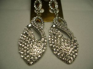 New Silver Plated Crystal Swan Shaped Dangle Earrings