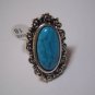 Oval Genuine Turquoise Silver Ring Size 20