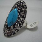 Genuine Turquoise Silver Ring Size 18