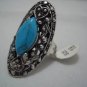 Genuine Turquoise Silver Ring Size 18