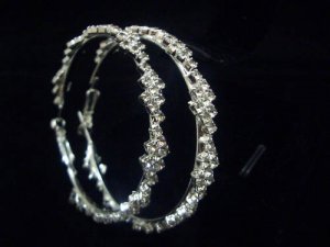 New Silver Plated CZ Hoops Earrings E011
