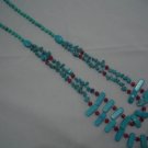 New Howlite Turquoise Red Bead Double Necklace 30" TN24