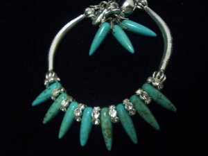 Turquoise Beads Crystal Tibet Silver Cham Bracelet TB12