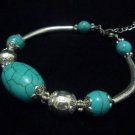 Oval Turquoise Beads Tibet Silver Cham Bracelet TB11