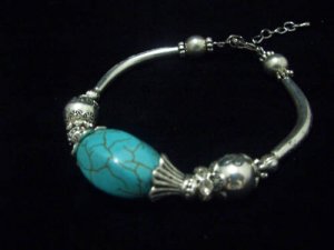 Turquoise Crystal Tibet Silver Cham Bracelet TB10