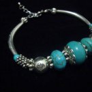 Round Turquoise Beads Tibet Silver Cham Bracelet TB09