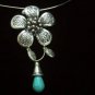 Flora Turquoise Drop Pendant Tibet Silver Necklace TN08