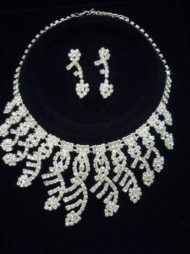 Bridal Swarovski Crystal Necklace Earrings set N02