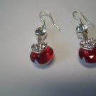 New Silver Crystal Ruby CZ Dangle Earrings E005