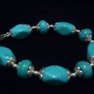 9 Turquoise Beads Tibet Silver Cham Chain Bracelet TB07