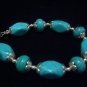9 Turquoise Beads Tibet Silver Cham Chain Bracelet TB07