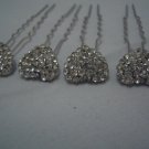 4 Heart Bridal Party Wedding Veil Crystal Hair Pins P01