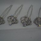 4 Crown Bridal Party Wedding Veil Crystal Hair Pins P02