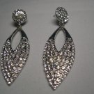 New Silver Clear Crystal Leaf Dangle Earrings